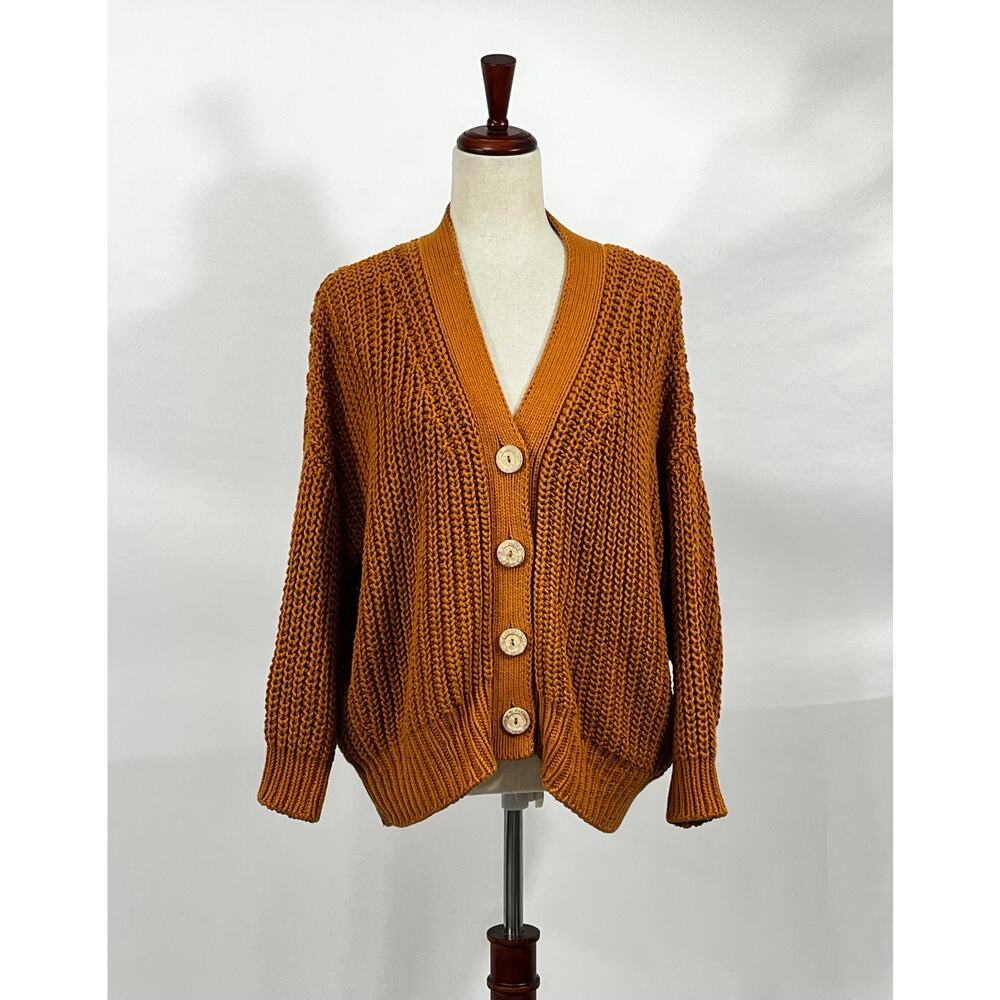 BABAA Sz OS S M L Cardigan No 18 Mi Tierra Rust Burnt Orange Cotton - Picture 9 of 12